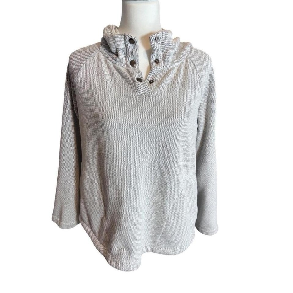 Kyodan Outdoor Womens Gray Waffle Knit Snap‎ Neck Pullover Hoodie Size M